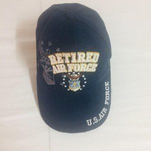 Air Force Retired Cap with White & Gold Embroidered Letters